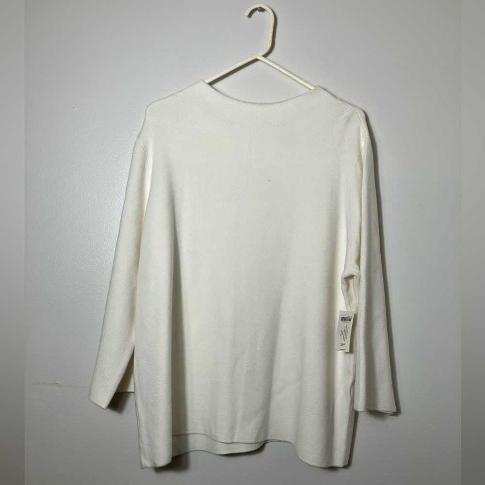 NEW!!! Chico’s Pullover‎ Sweater Structured Mock Neck Sz XLP White Long Sleeve